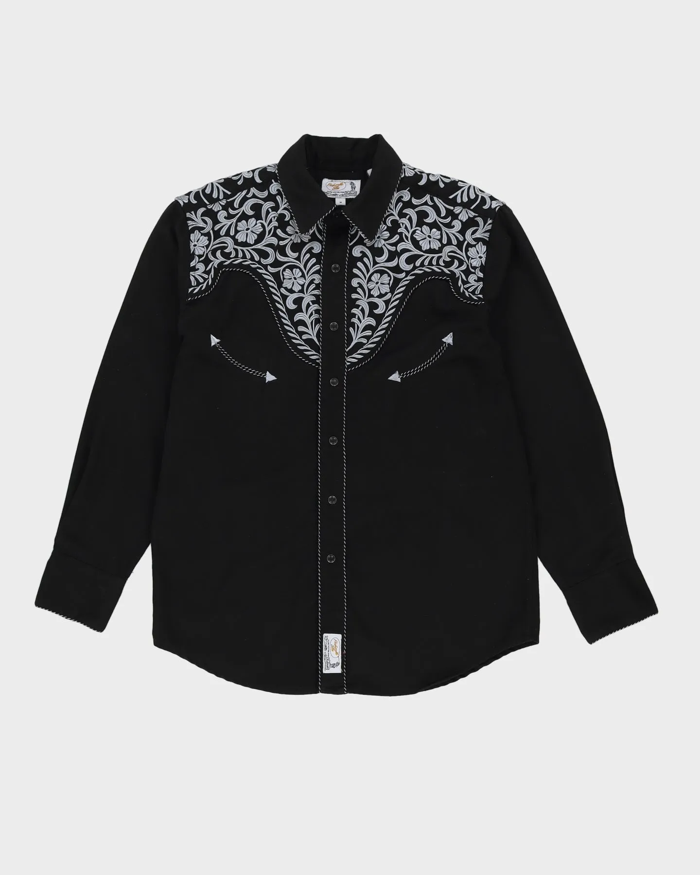 00s Black Western Shirt With Embroidery - M