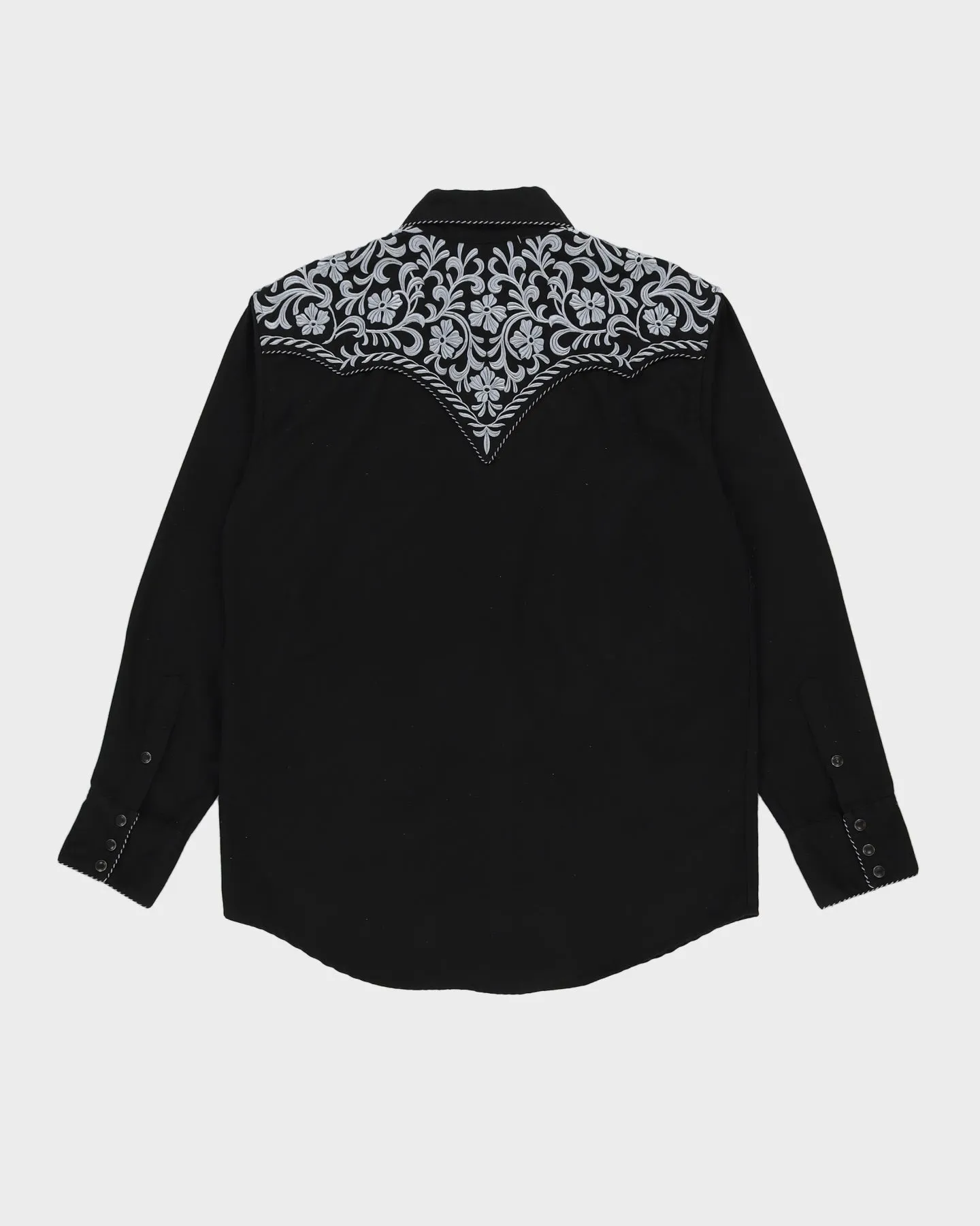 00s Black Western Shirt With Embroidery - M