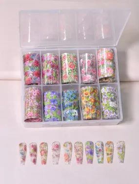 10rolls Flower Pattern Nail Art Sticker