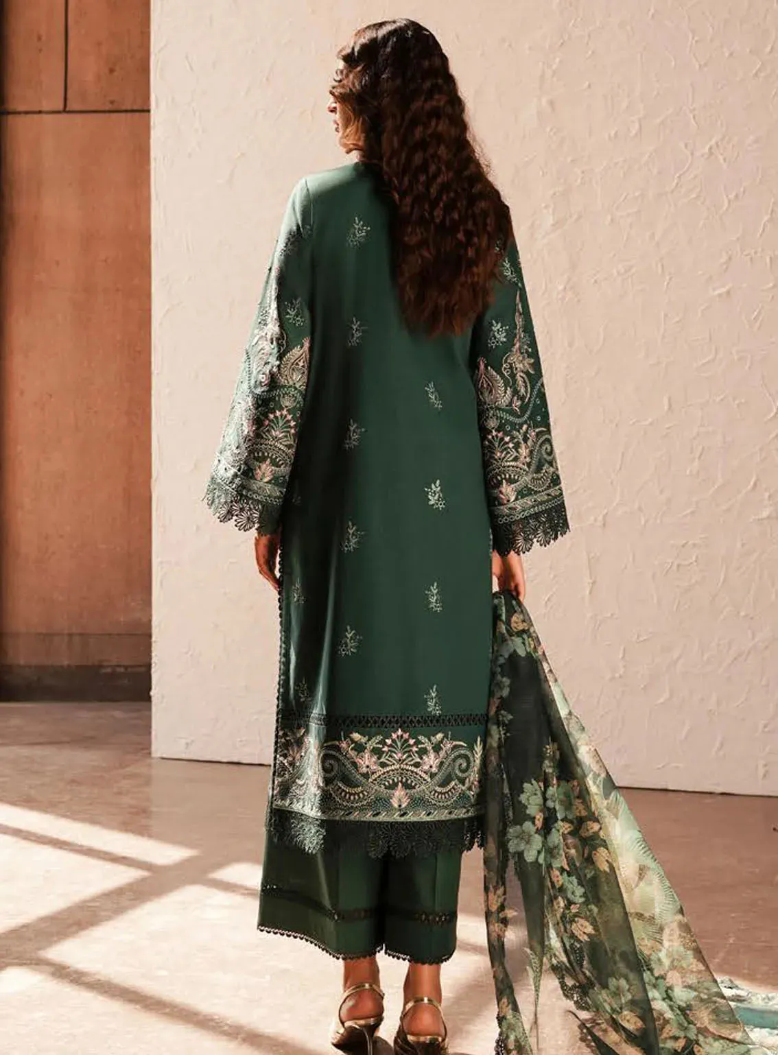 Afrozeh Festive Chikankari Lawn 3 Piece Unstitched Suit AF24CL VIRIDIAN