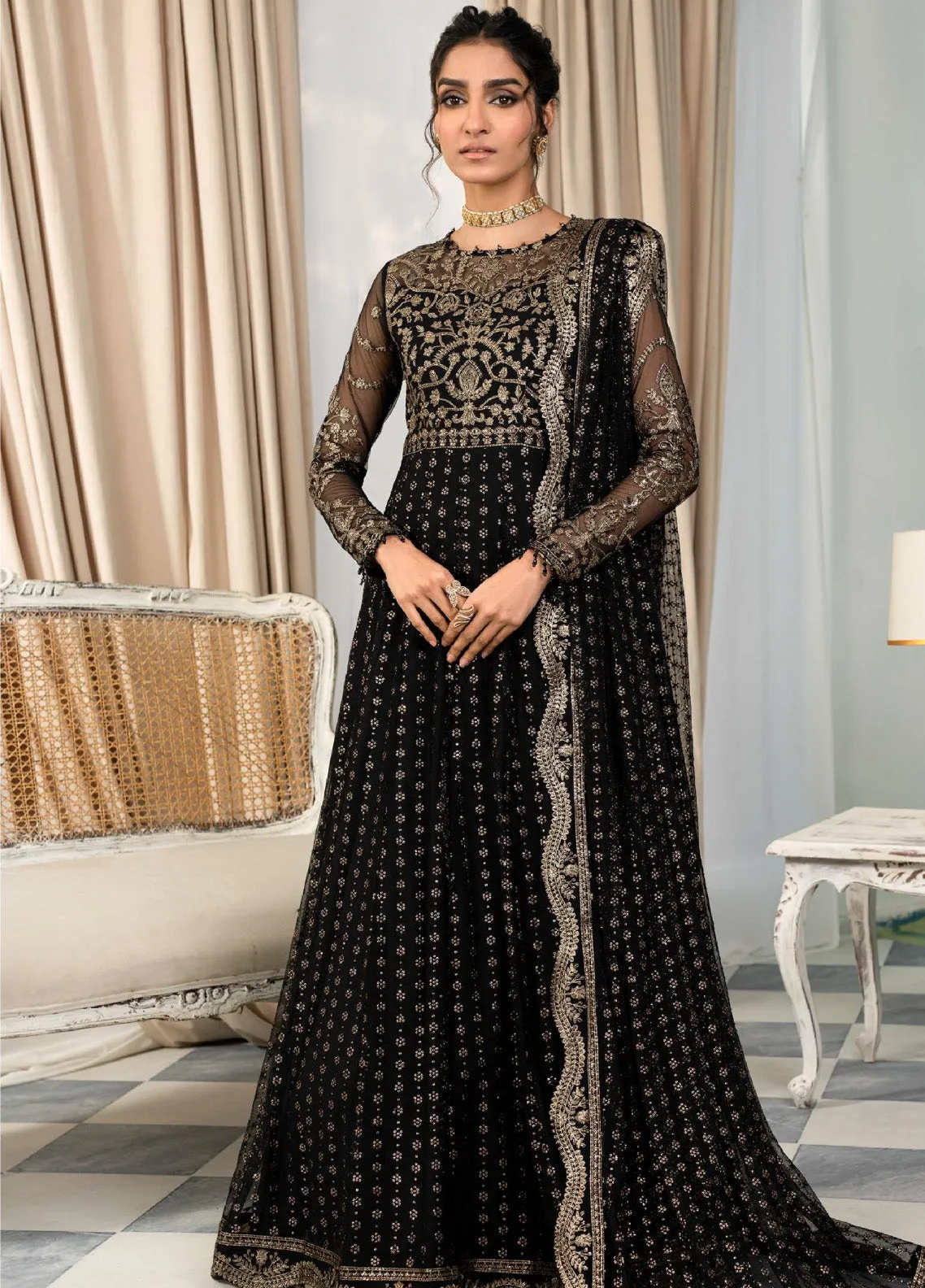 Afsanah by Zarif Embroidered Net 3 Piece Unstitched Suit ZF24AF ZAF-02 MUSKAAN