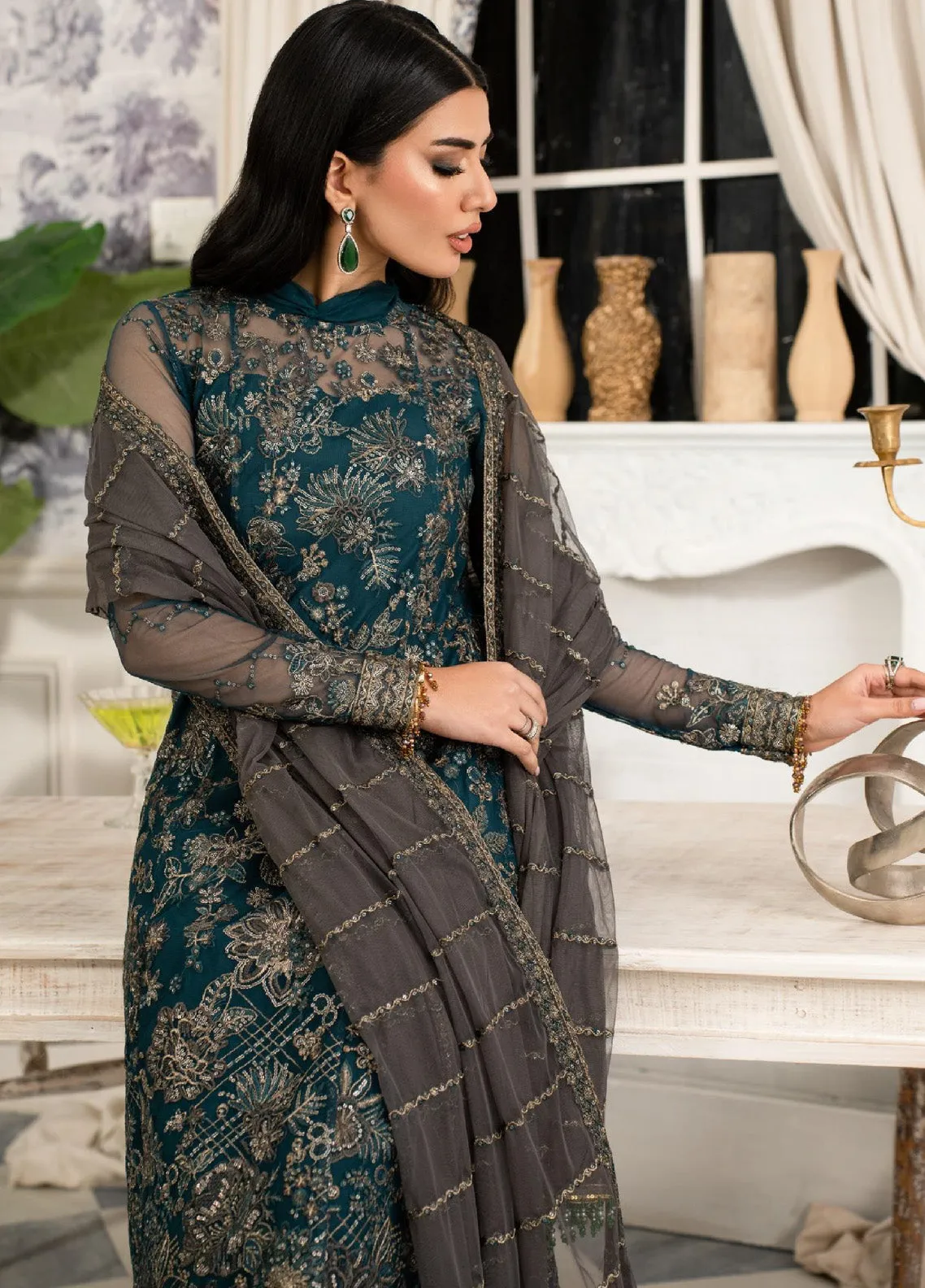 Afsanah by Zarif Embroidered Net 3 Piece Unstitched Suit ZF24AF ZAF-04 GURIYA