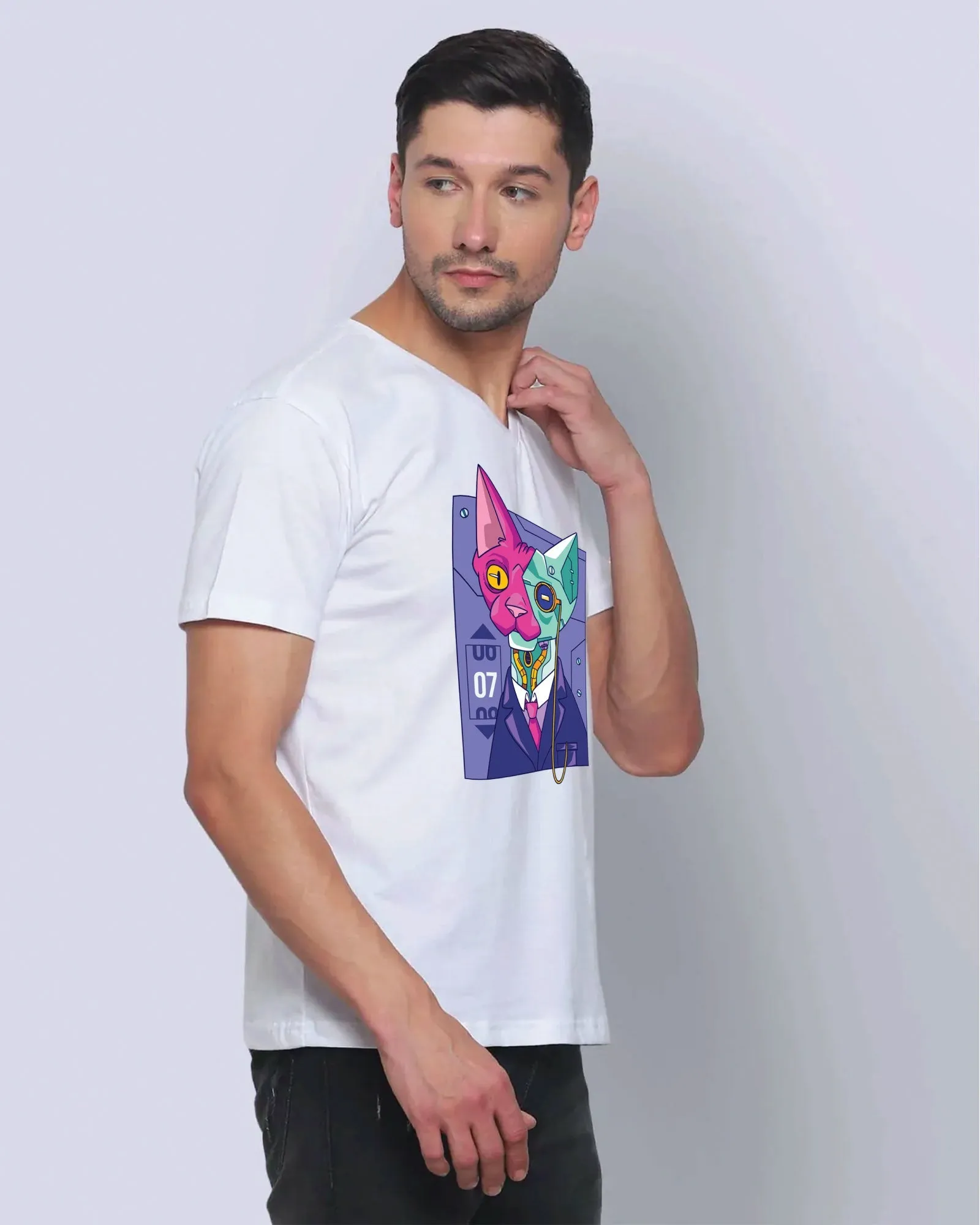 AI Mr. Bolt V Neck: White