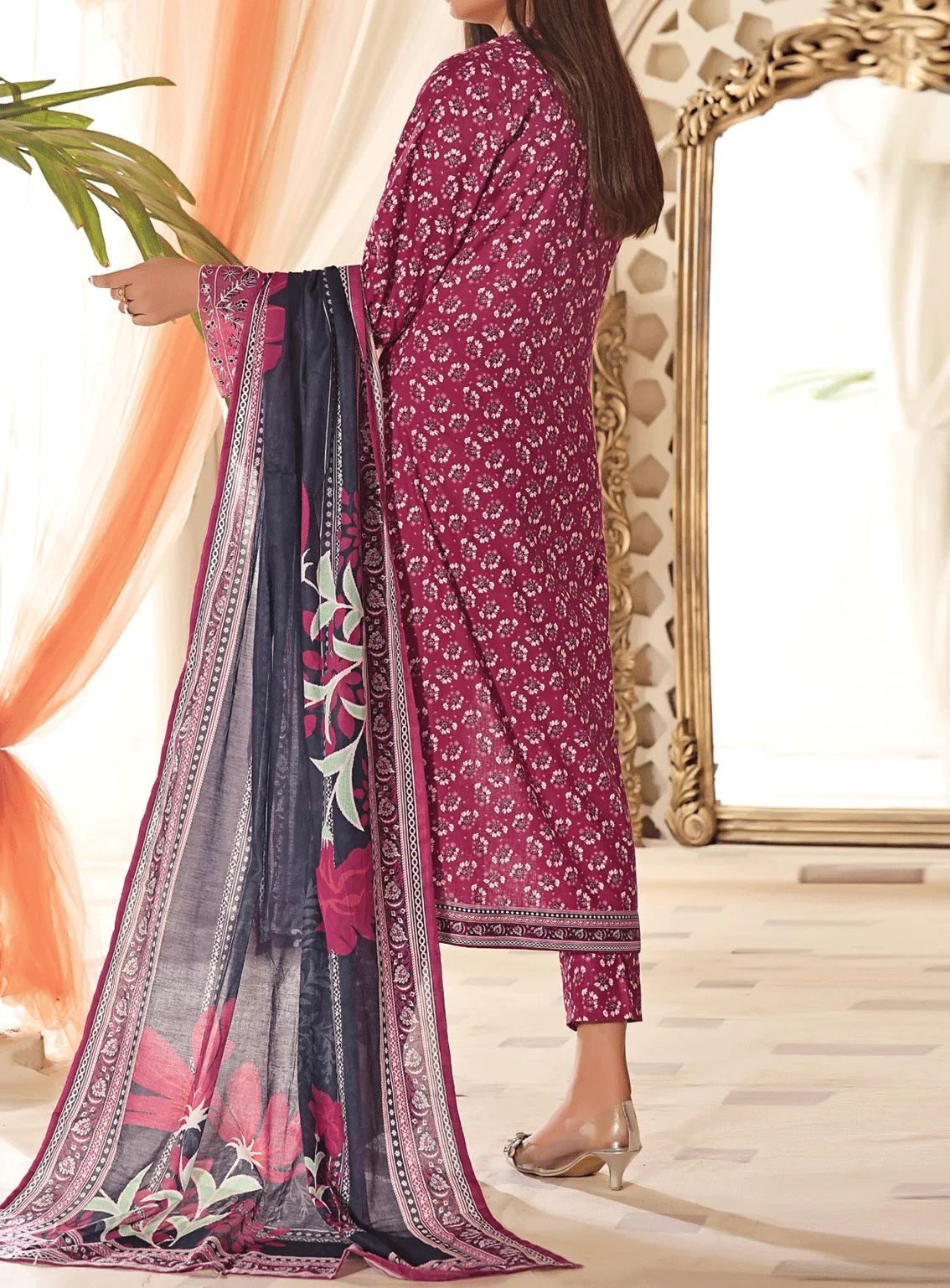 Aiza & Momina By VS Textile Embroidered Cotton Unstitched 3 Piece Suit - VS23AMM 23