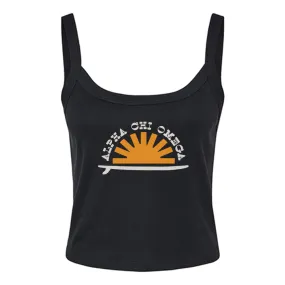 Alpha Chi Omega Salty Sunrise Women's Micro Rib Spaghetti Strap Tank Top