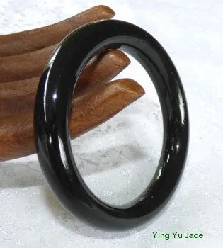 Black Deep Deep Green Chinese Jade Bangle 58mm (NJBLACK-58)