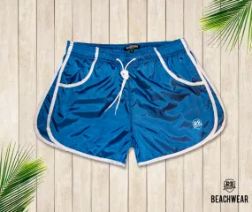 Blue Men's Swimming Shorts With White Borders BW02SB