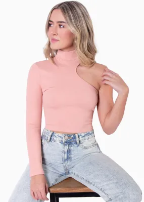 Blusa crop con cuello halter y un solo hombro - NABIHA