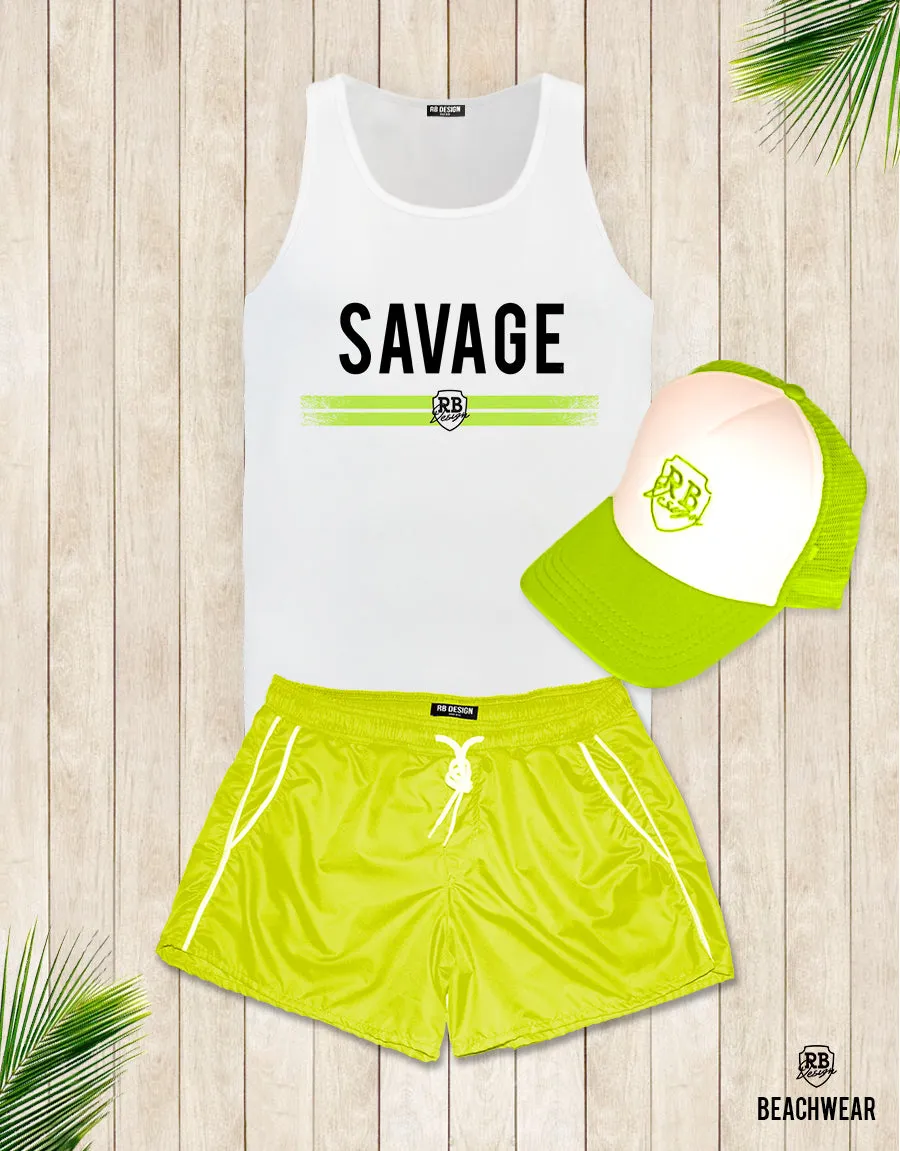 Bundle 3 - Green Beach Shorts   Green Hat   Tank Top MD935