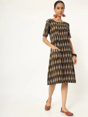 Carob Brown Ikat Shift Dress