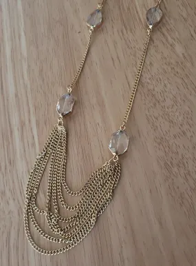 Charlie Paige Drop Chain Necklace with Stones - Gold