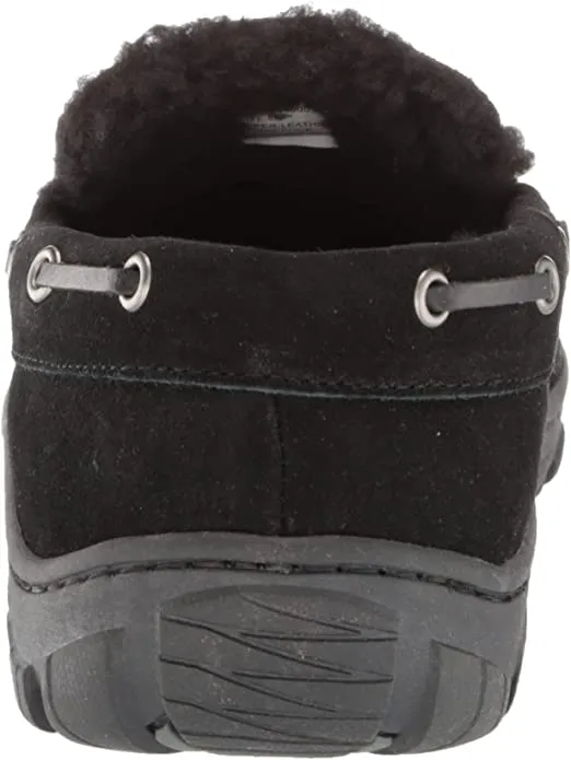 Clarks Black Venetian Suede Moccasin Loafers Rounded Toe Fur Lined Slippers