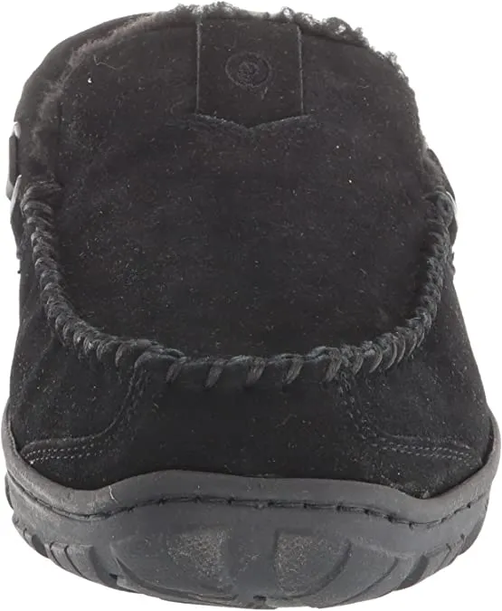 Clarks Black Venetian Suede Moccasin Loafers Rounded Toe Fur Lined Slippers