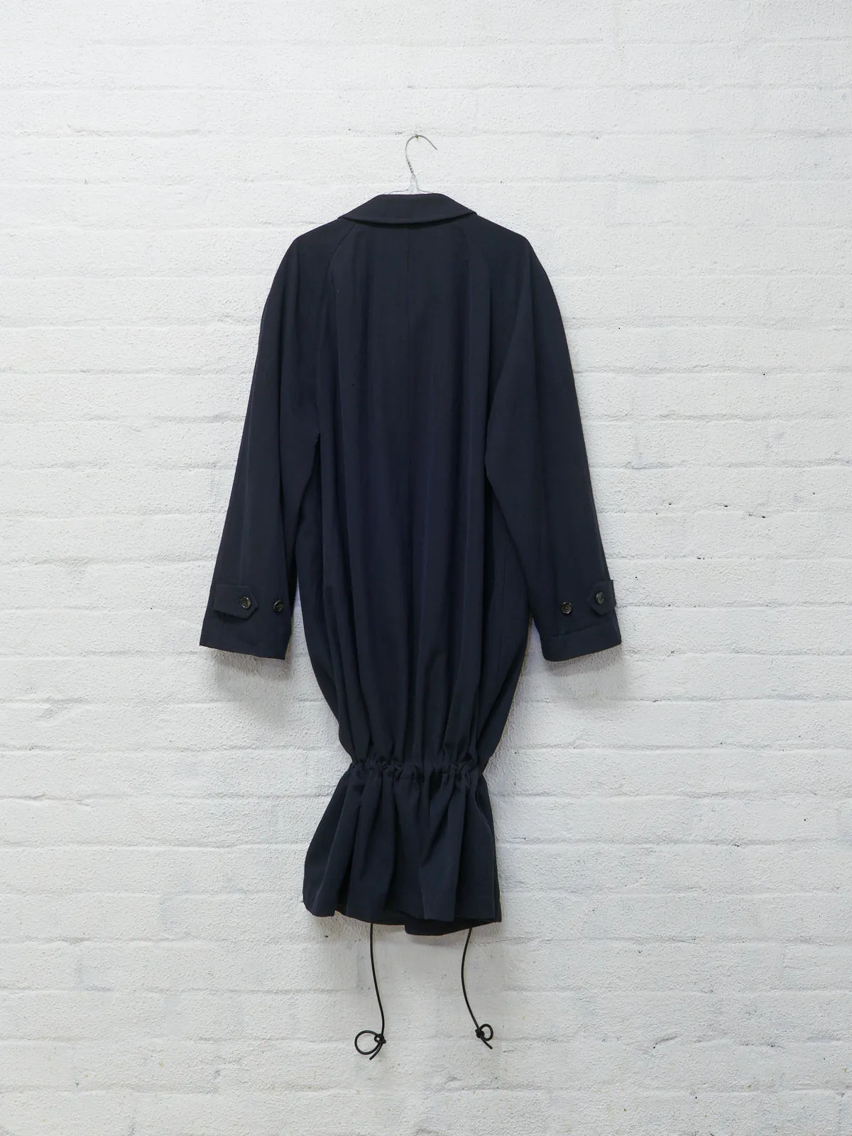 Comme des Garcons Homme Plus 1990 dark navy drawstring hem coat - mens M