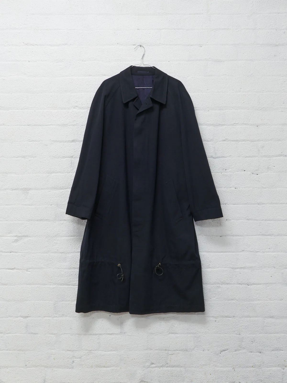 Comme des Garcons Homme Plus 1990 dark navy drawstring hem coat - mens M