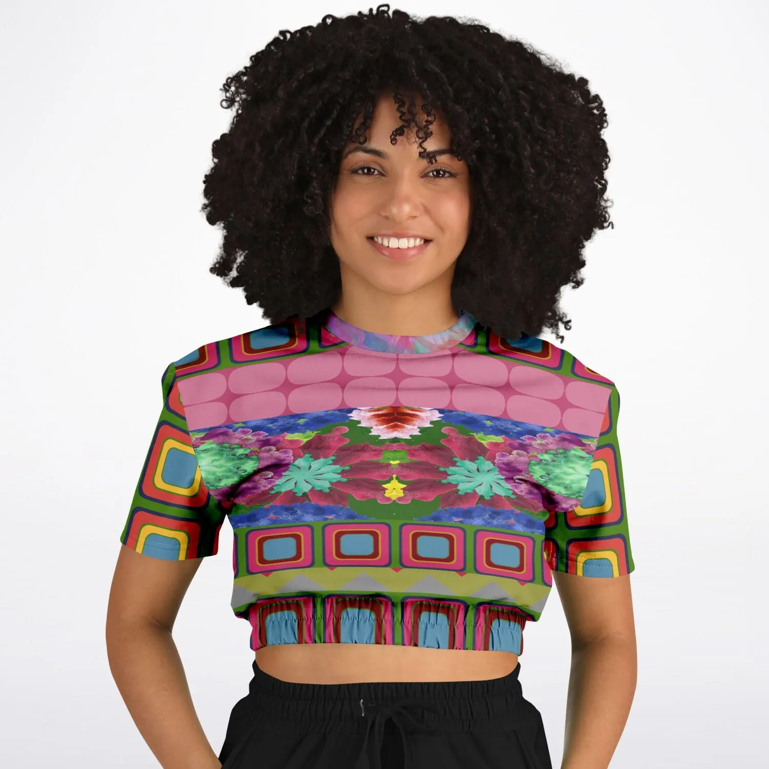 Dayglo Me Short Sleeve Cropped Eco-Poly Sweater