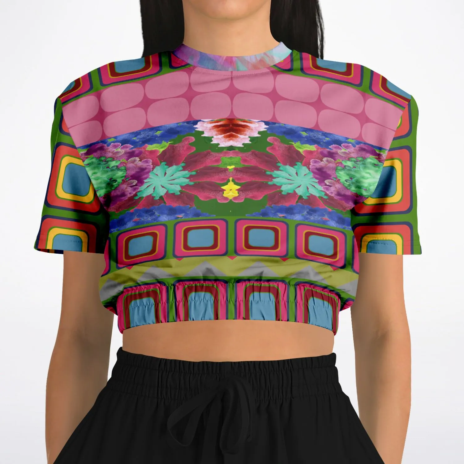 Dayglo Me Short Sleeve Cropped Eco-Poly Sweater