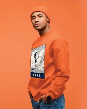 DJ Samurai Drop Shoulder Sweatshirt: Orange