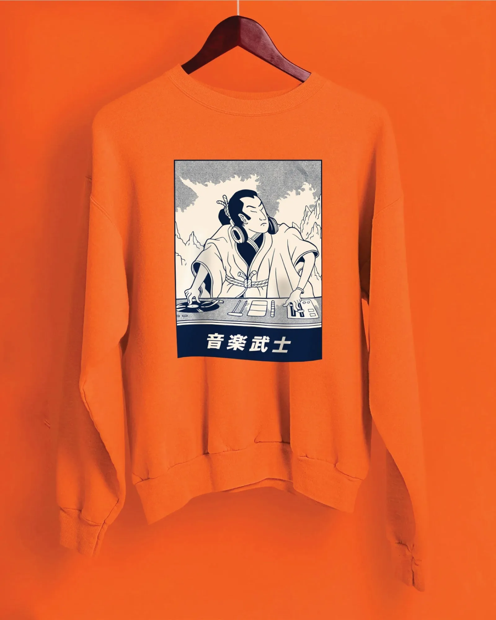 DJ Samurai Drop Shoulder Sweatshirt: Orange