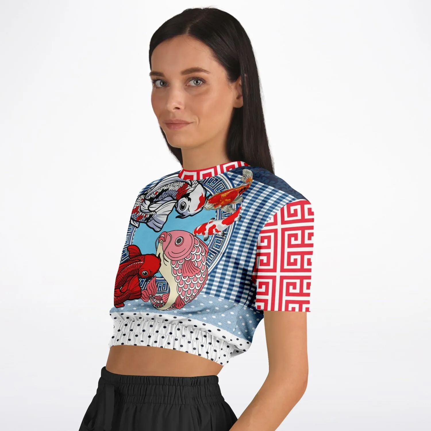 Don't Be Koi Short Sleeve Cropped Eco-Poly Sweater