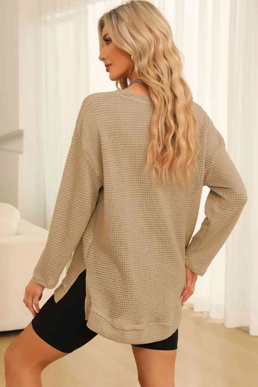 Falling For You Waffle Knit Top