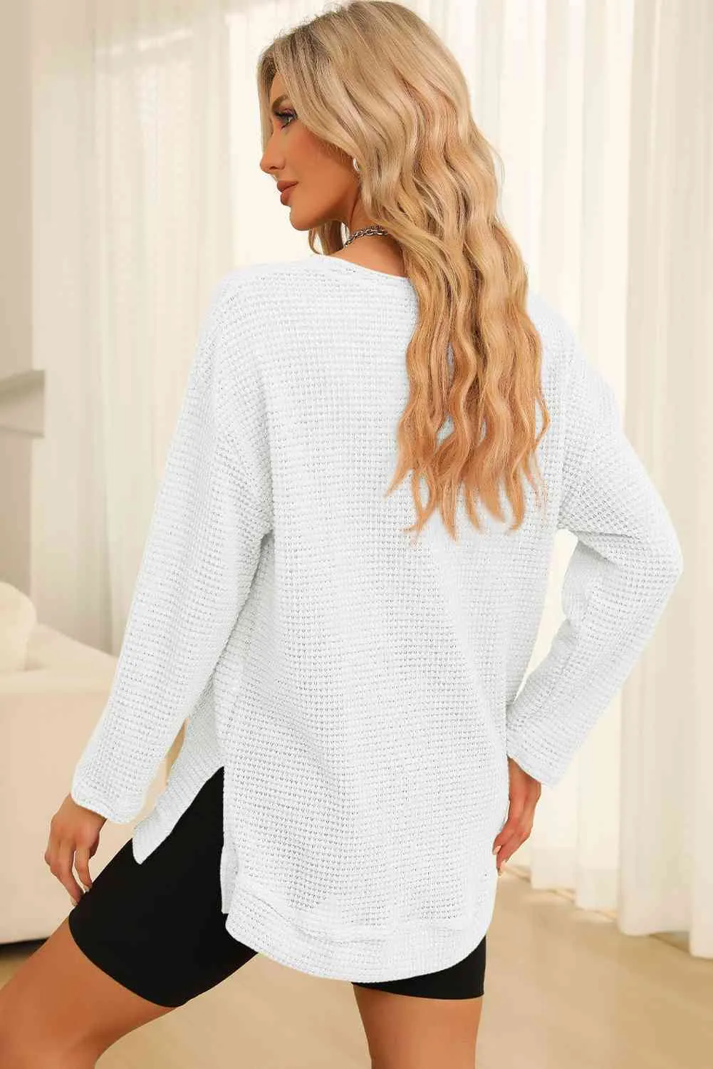 Falling For You Waffle Knit Top