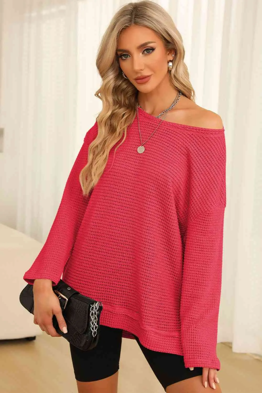 Falling For You Waffle Knit Top