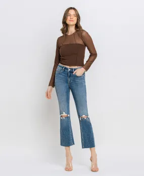 Feasibly - High Rise Clean Cut Hem Crop Flare Jeans