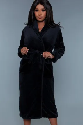 Full-length Plush Black Robe