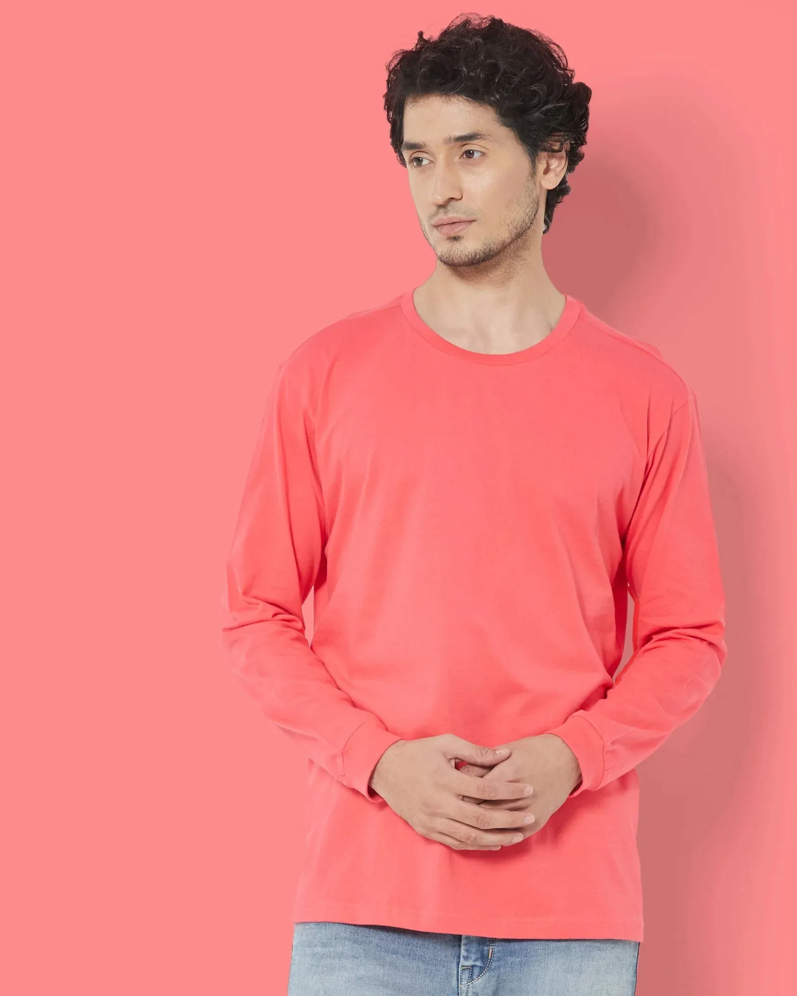 Full Sleeves Crew Neck: Vermillion