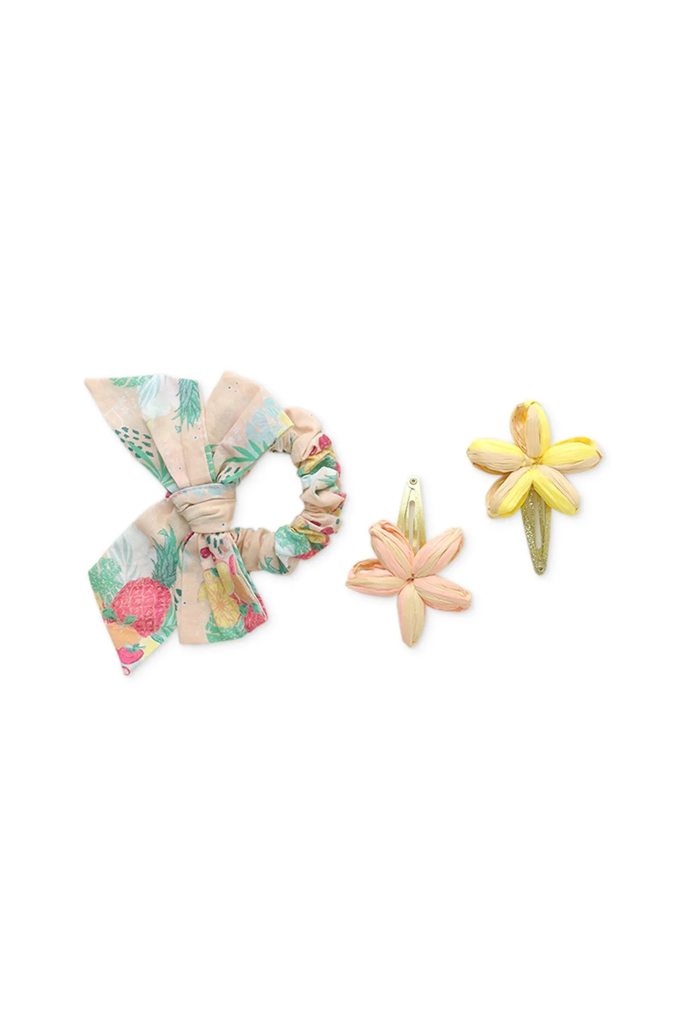 Gingersnaps Raffia Flower Hairsnaps And Bow Scrunchie Set