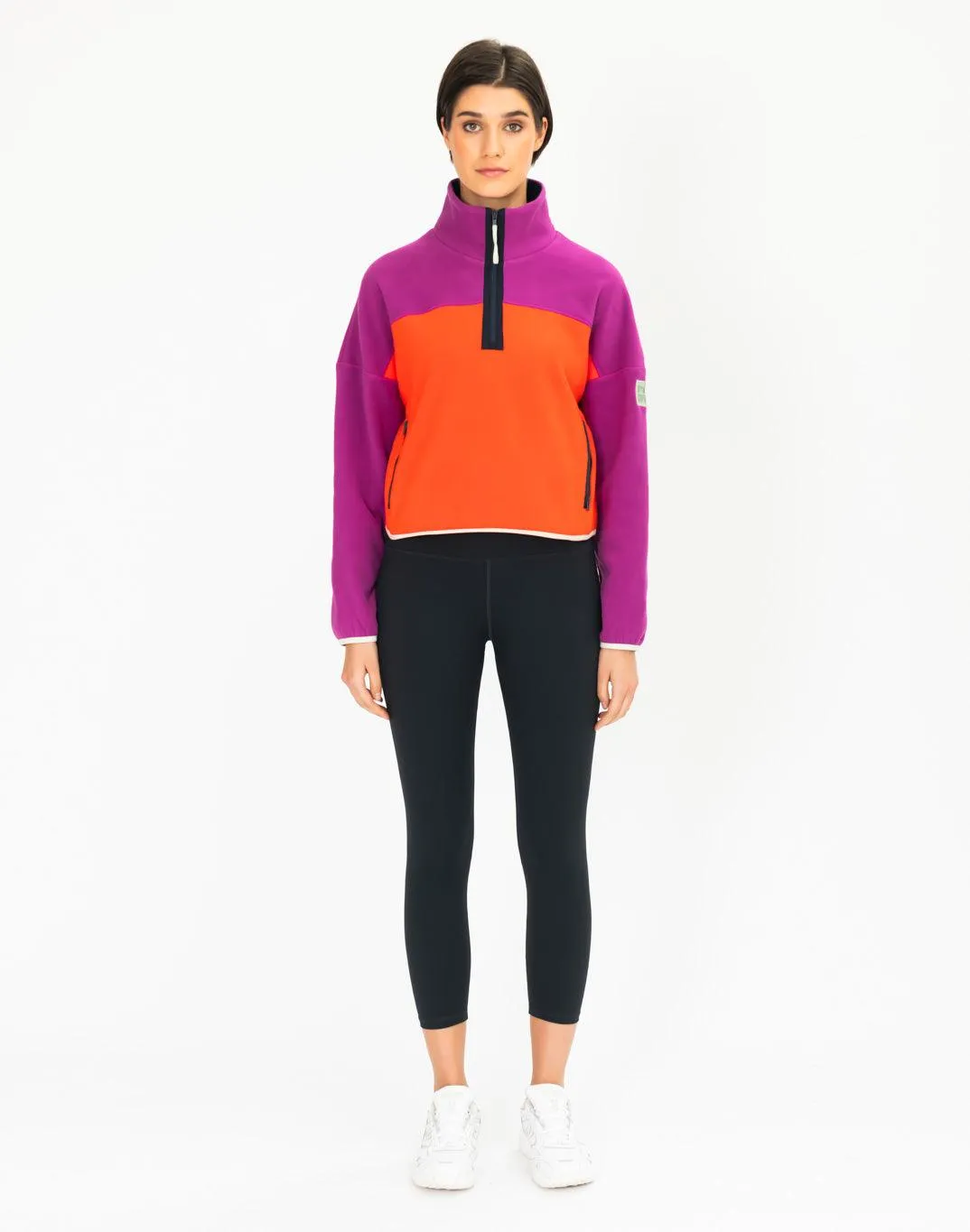 Half Zip Crop Polar Fleece in Very Berry