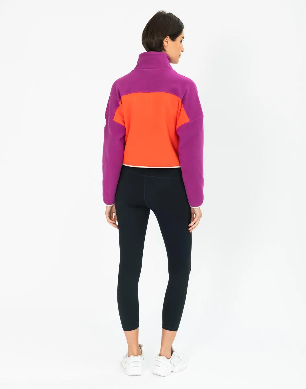 Half Zip Crop Polar Fleece in Very Berry