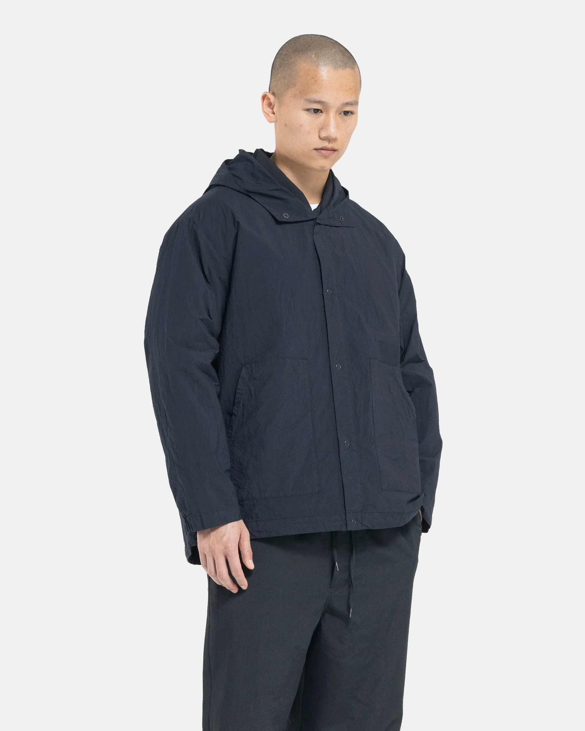 Hooded Nylon Blouson in Black