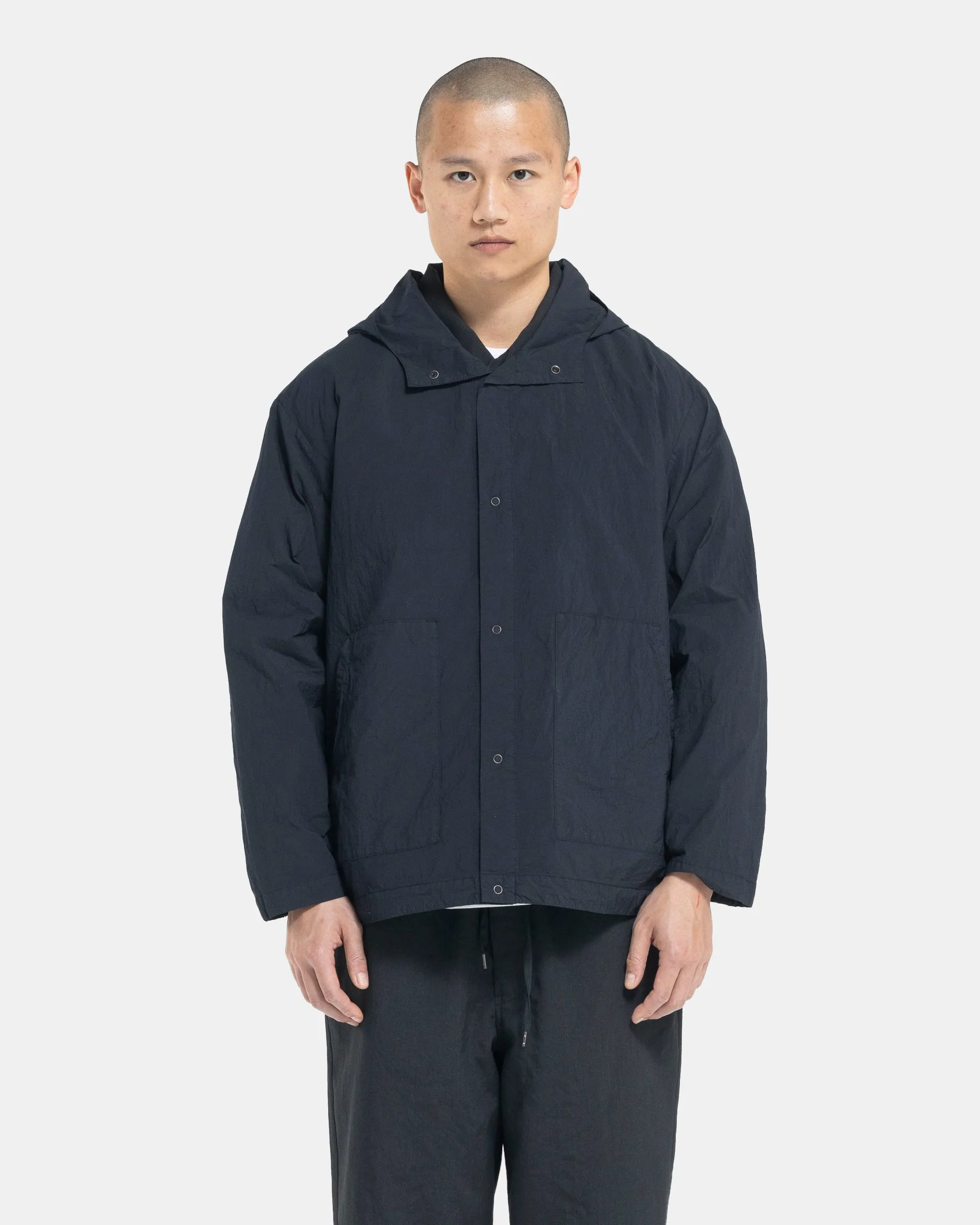 Hooded Nylon Blouson in Black