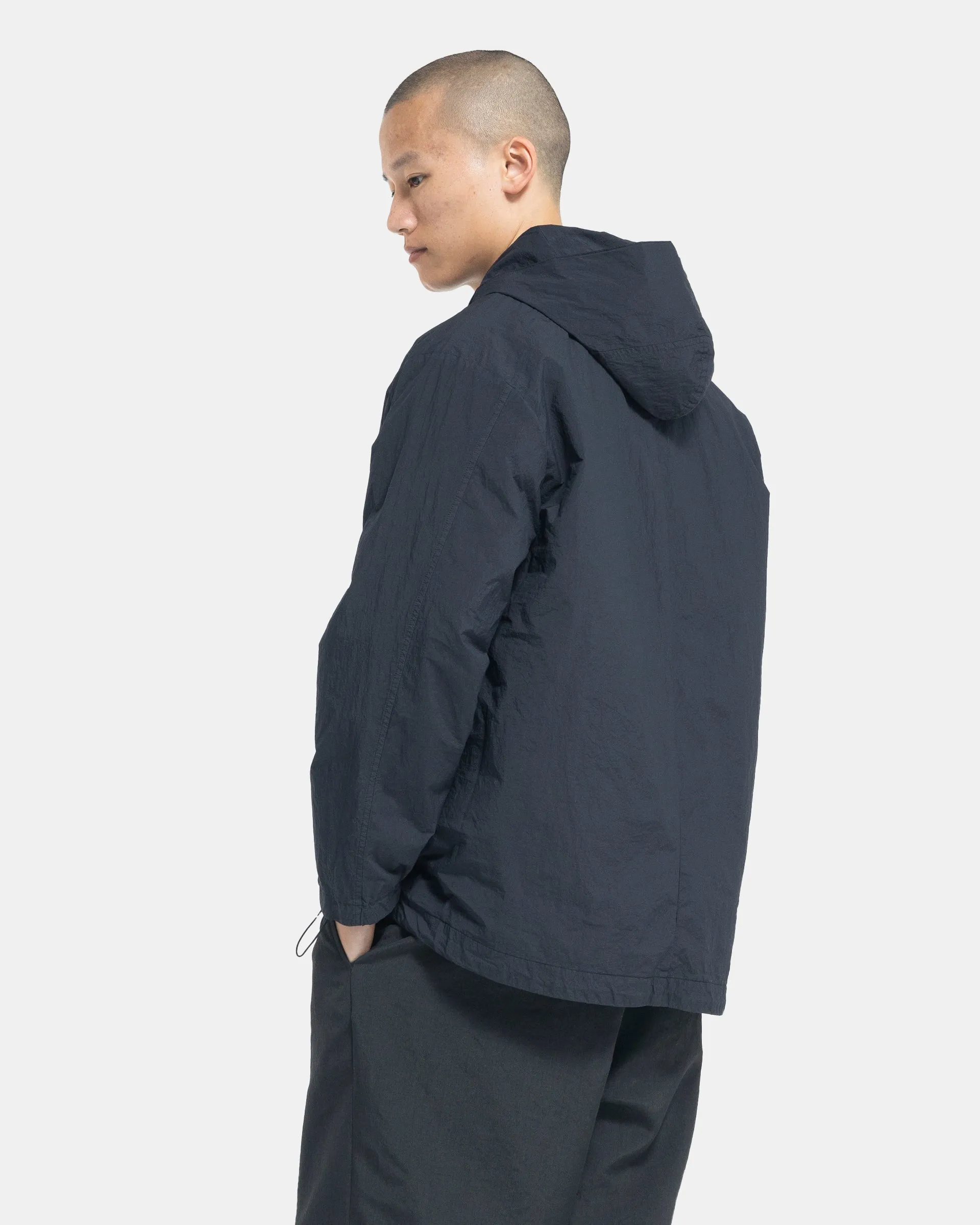 Hooded Nylon Blouson in Black