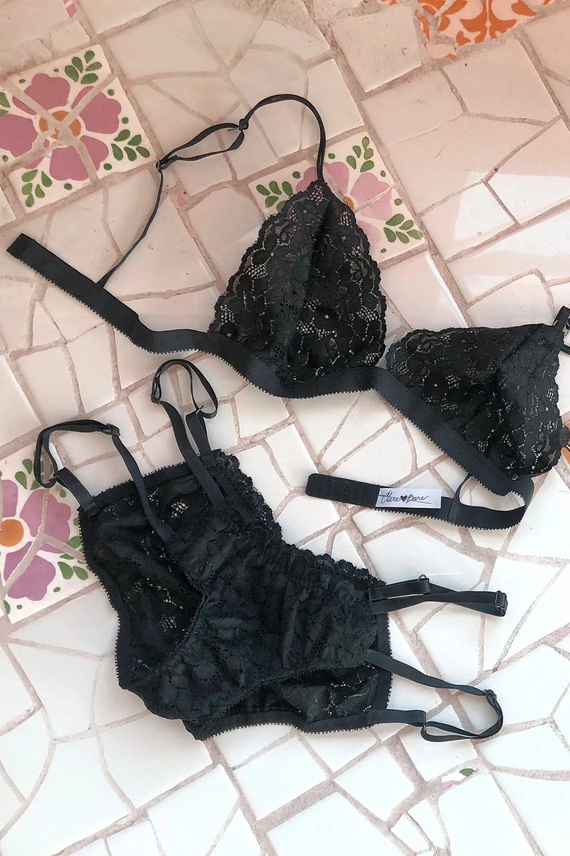 Innuendo Triangle Bralette in Black Surplus Lace