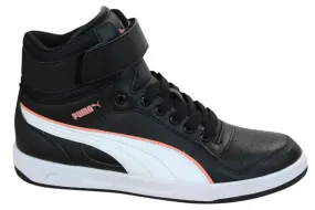 Puma Liza Mid Black Lace up Leather Kids Trainers  359071 07 B25A