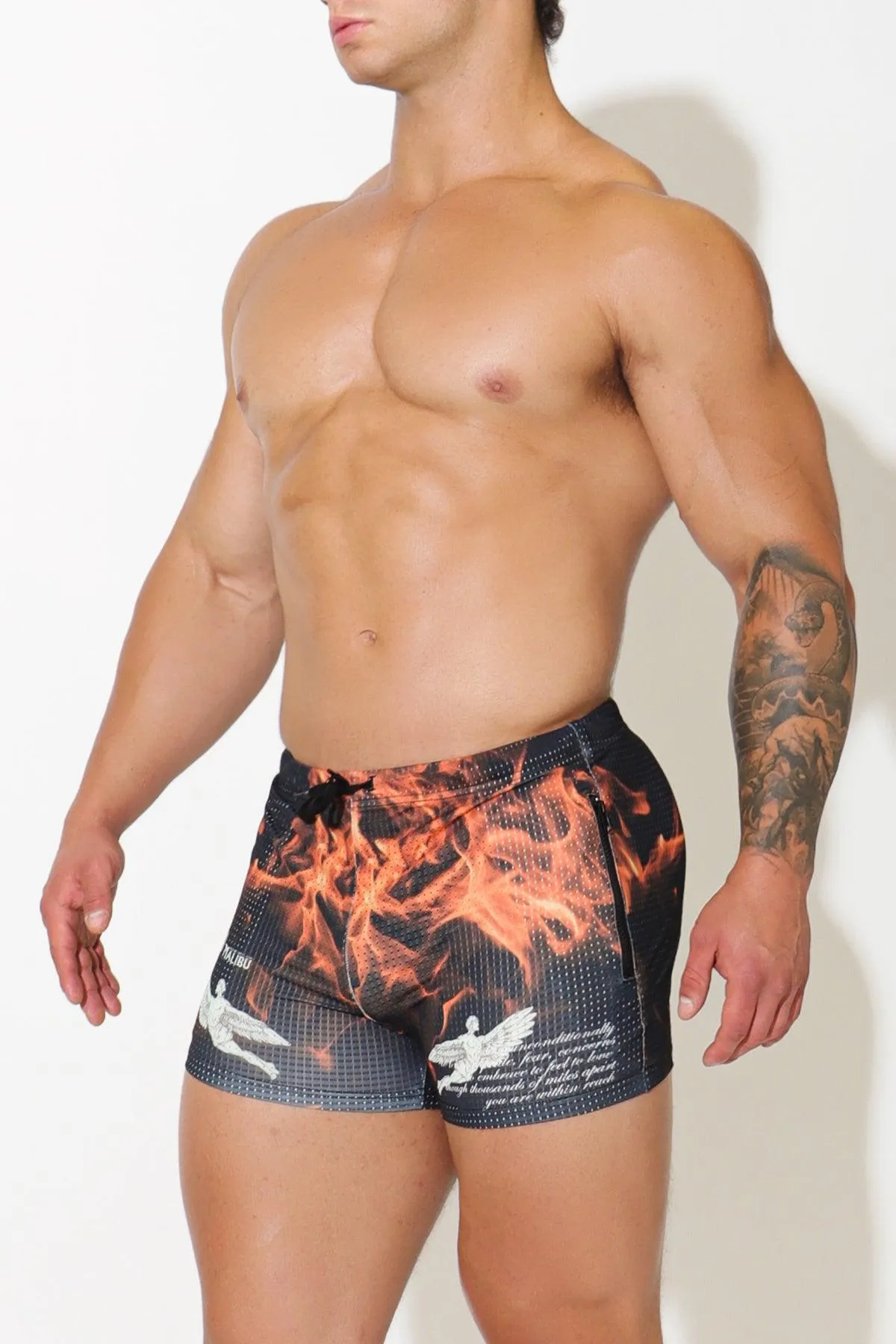 Revenge Era Perforated 2" Short Shorts - Flames