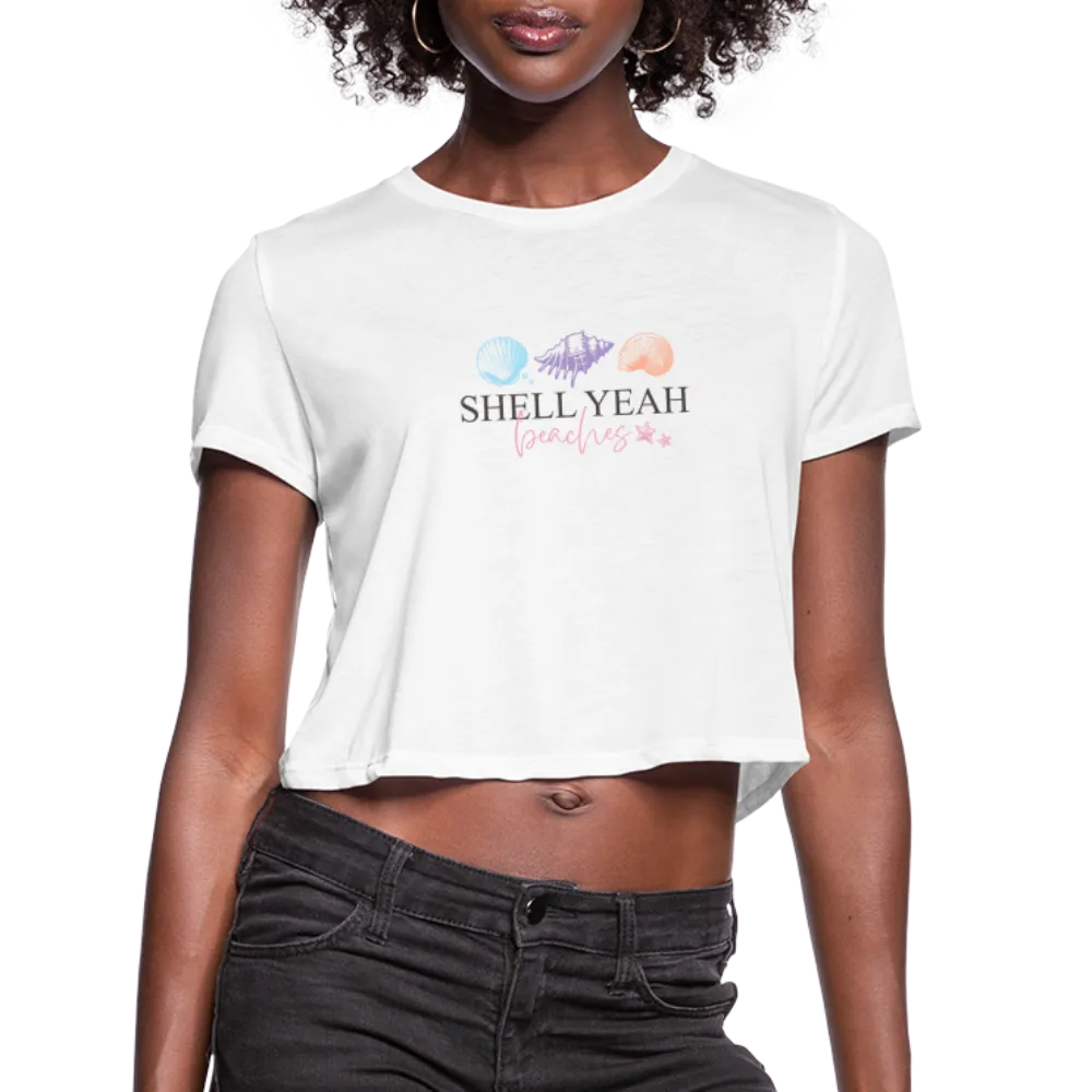 “Shell Yeah Beaches-Cropped T-Shirt”-Women's Cropped T-Shirt