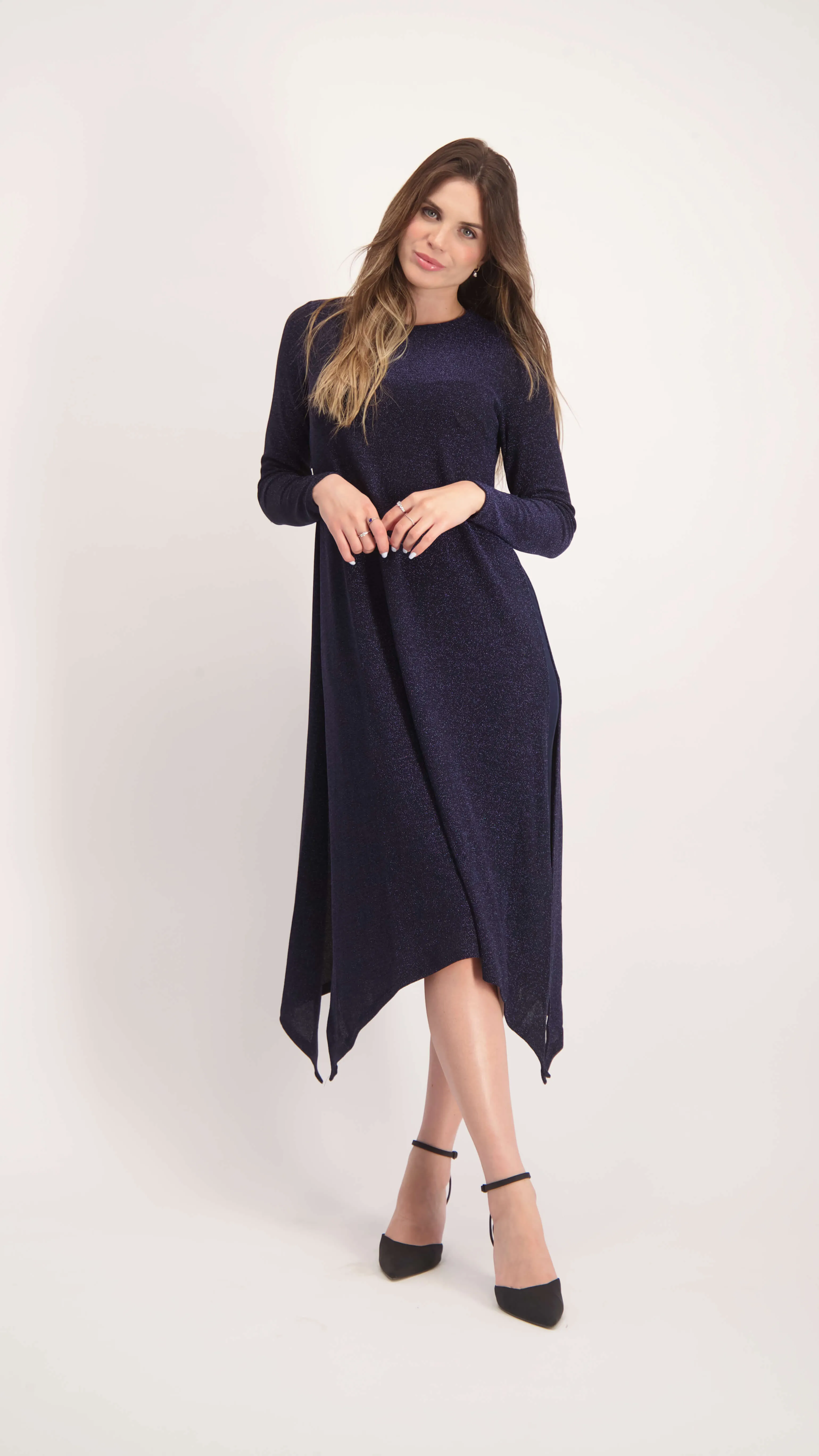 Shine Asymmetric Dress / Navy