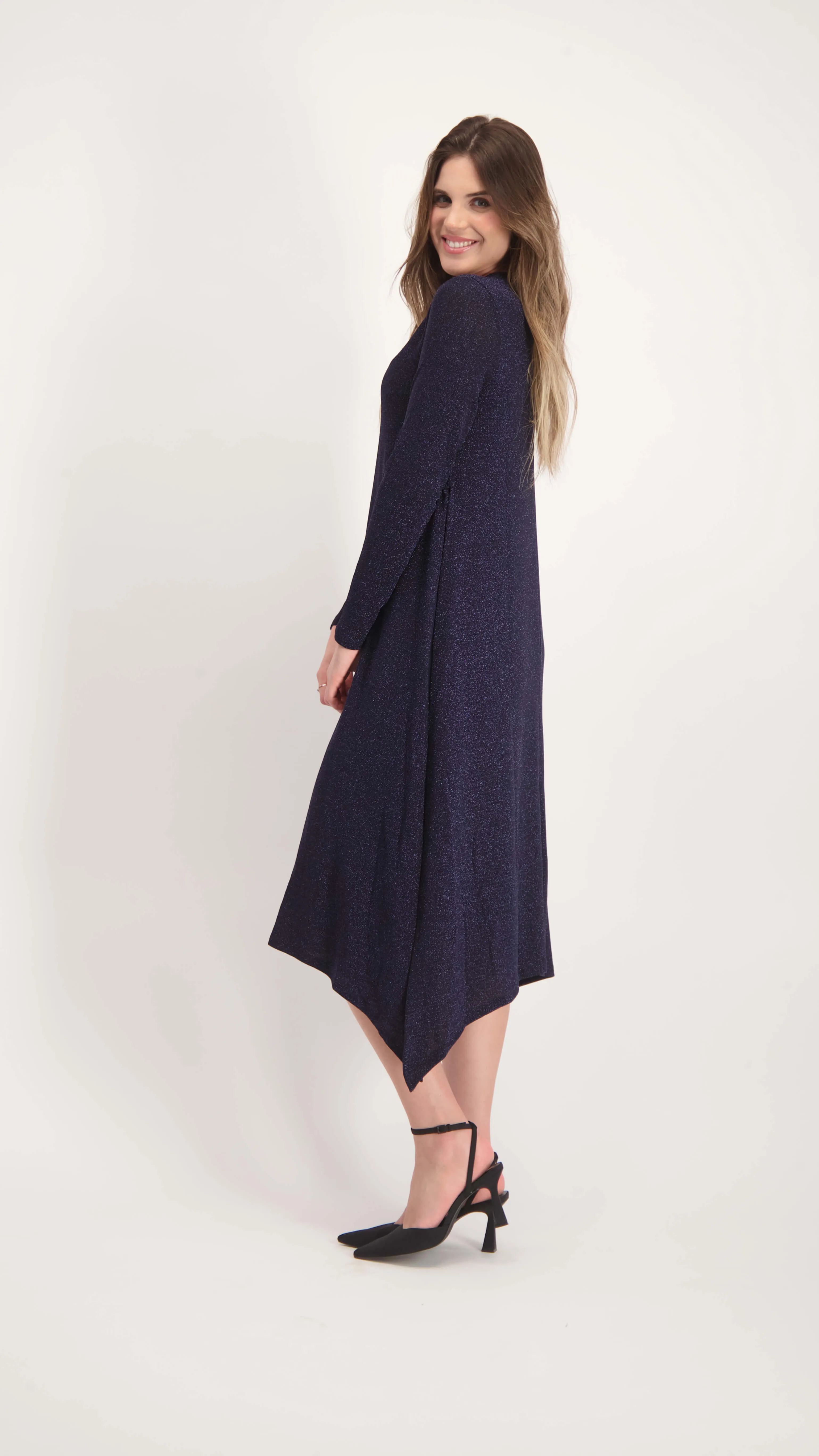 Shine Asymmetric Dress / Navy