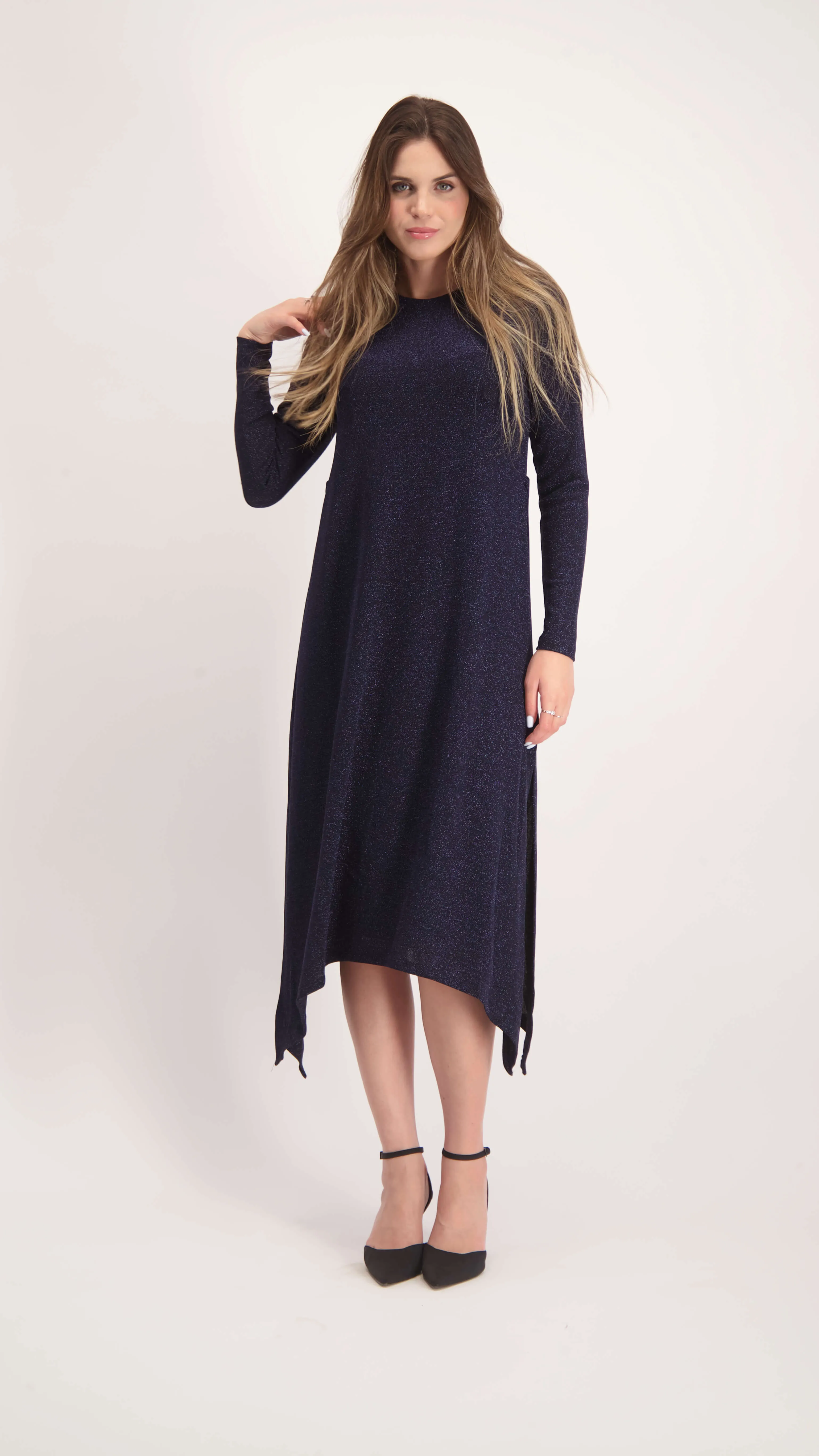 Shine Asymmetric Dress / Navy