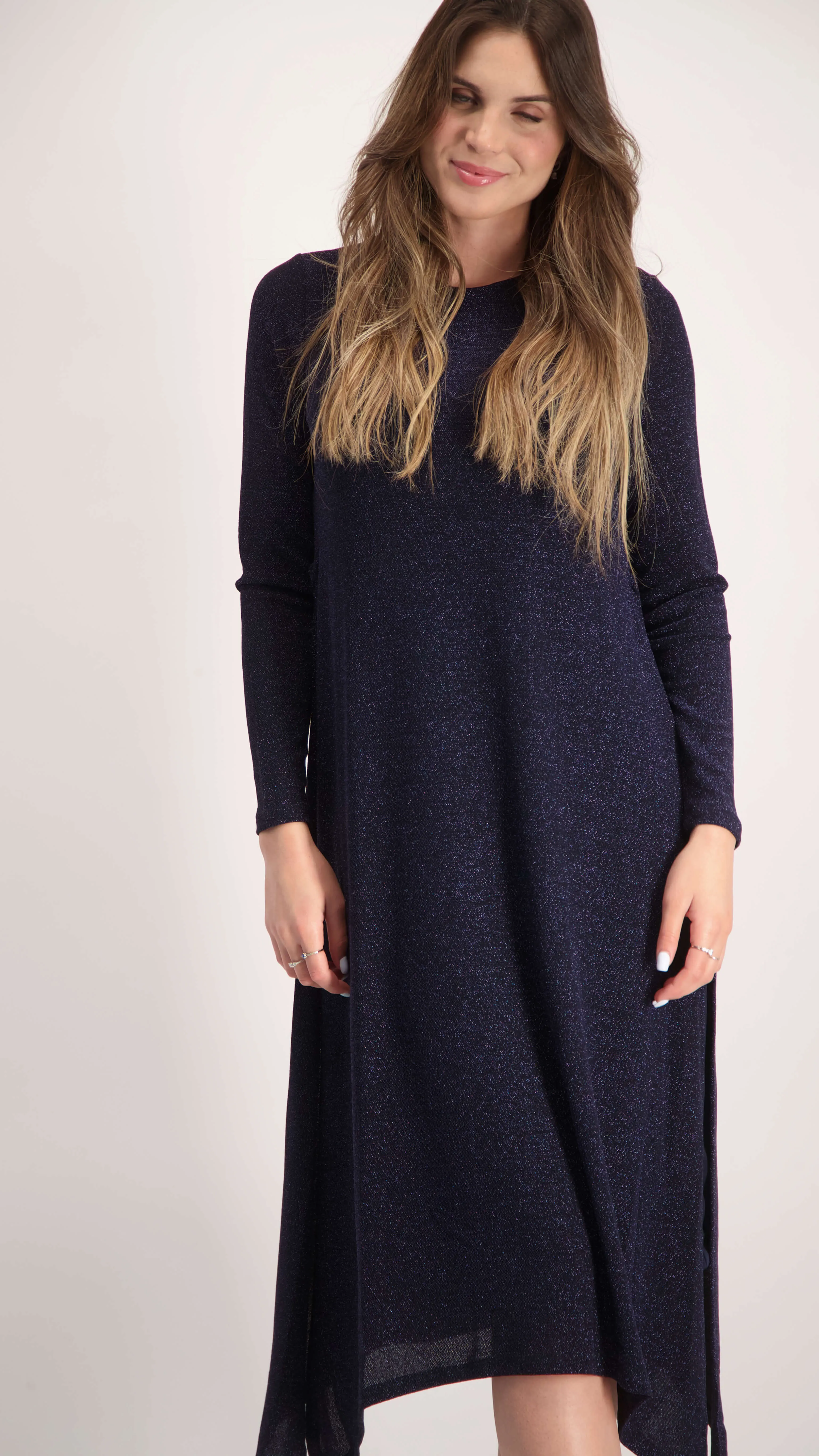 Shine Asymmetric Dress / Navy