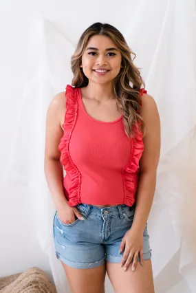 The Coral Ruffle Tank