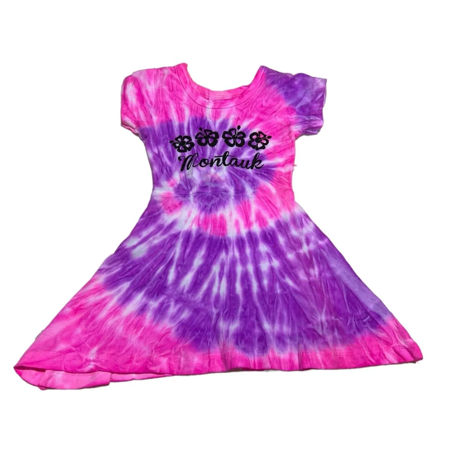 Toddler Montauk Flower Short Sleeve Sun Dress in Tie Dye