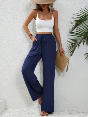 Wide Leg Pull-On Pant (Navy)